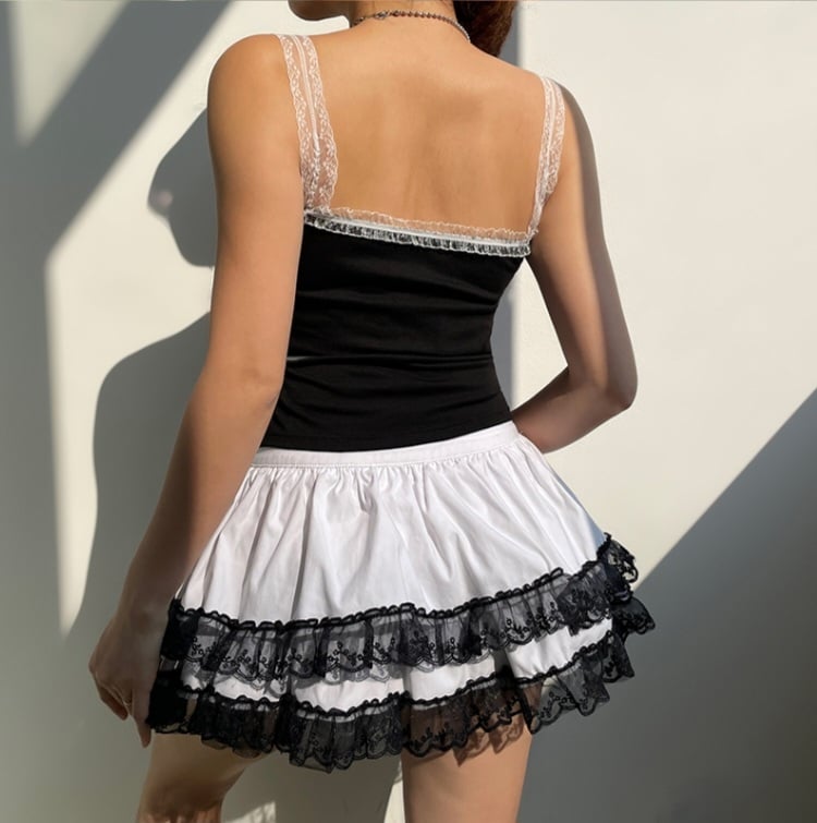 Lace Shoulder Bow Tank Top