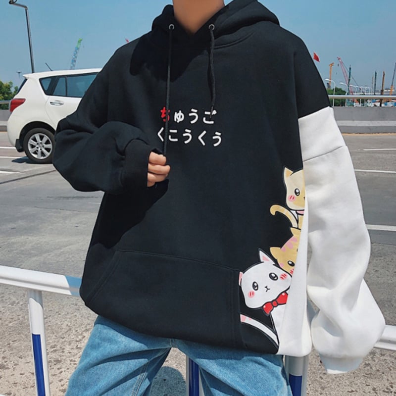 Cute Cat Kitten Cartoon Oversized Sweater Long Sleeve Shirt Top Pullover Hoodie Sweatshirt E-Girl Kawaii Korean Japanese Harajuku Retro Streetwear