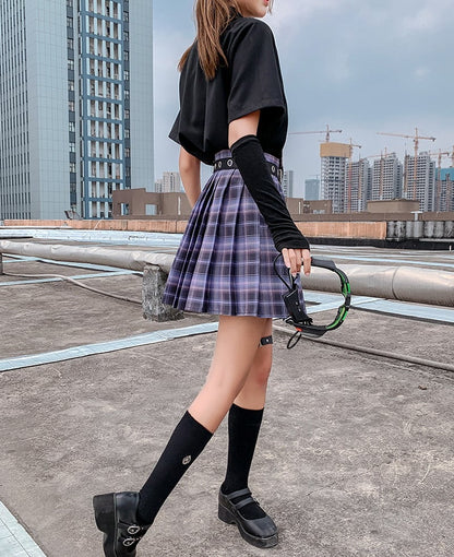 Tennis Plaid High Waisted Pleated Mini Skirt Sailor School Student Summer Bottoms E-Girl Kawaii Korean Japanese Harajuku Streetwear