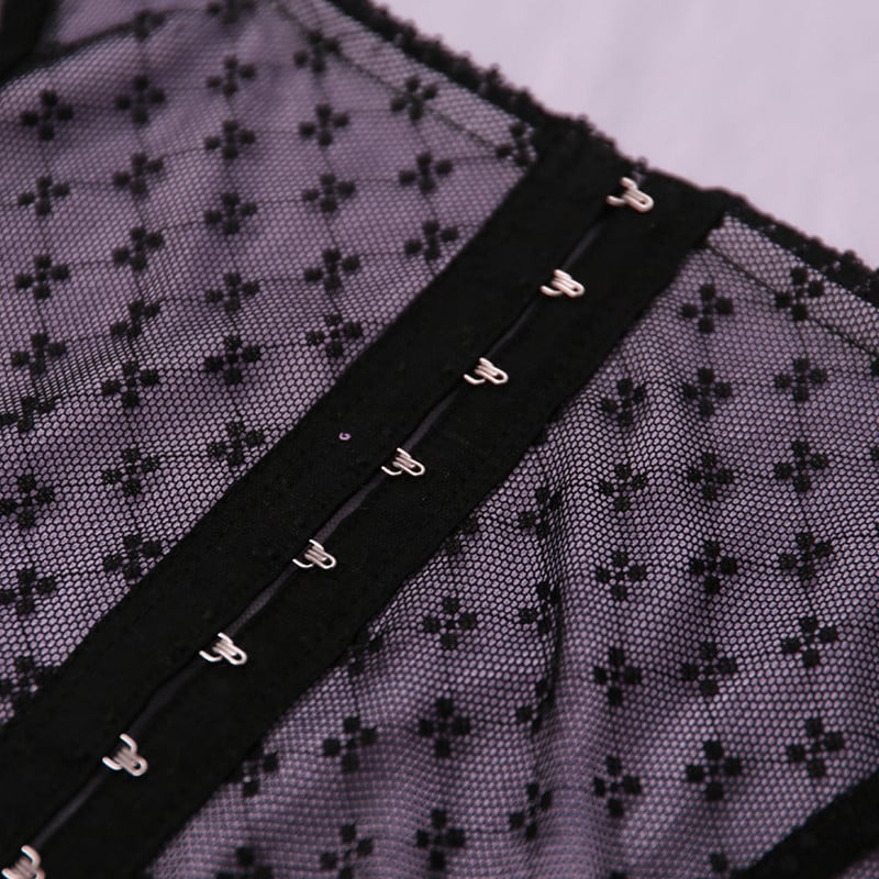 Sexy Lace Net Crop Top Tank Camisole Sleeveless Shirt Summer Causal E-Girl Kawaii Korean Japanese Harajuku Streetwear