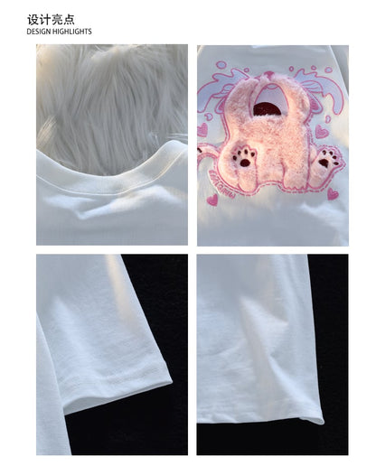 Fluffy Crying Cat Short Sleeve T-shirt