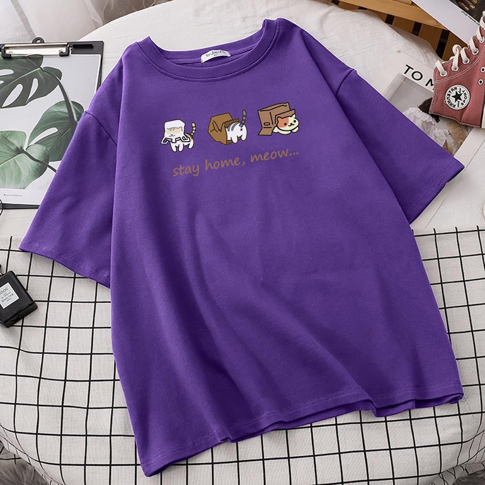 Cat Box Print Short Sleeve T-shirt