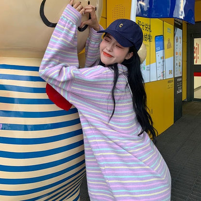 Rainbow Striped Knit Sweater