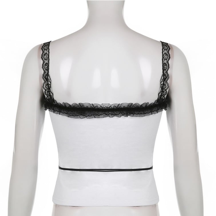Lace Shoulder Bow Tank Top