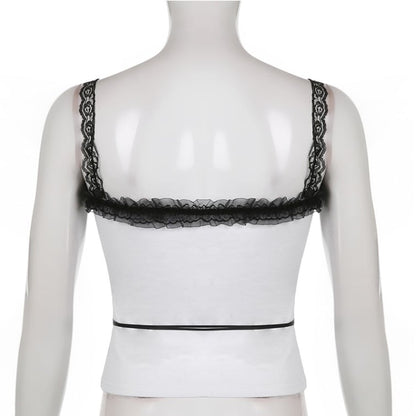 Lace Shoulder Bow Tank Top