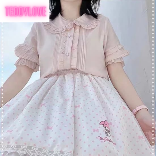 Cute Sweet Pastel Pink Anime Japanese Cartoon Pleated High Waisted Mini Skirt