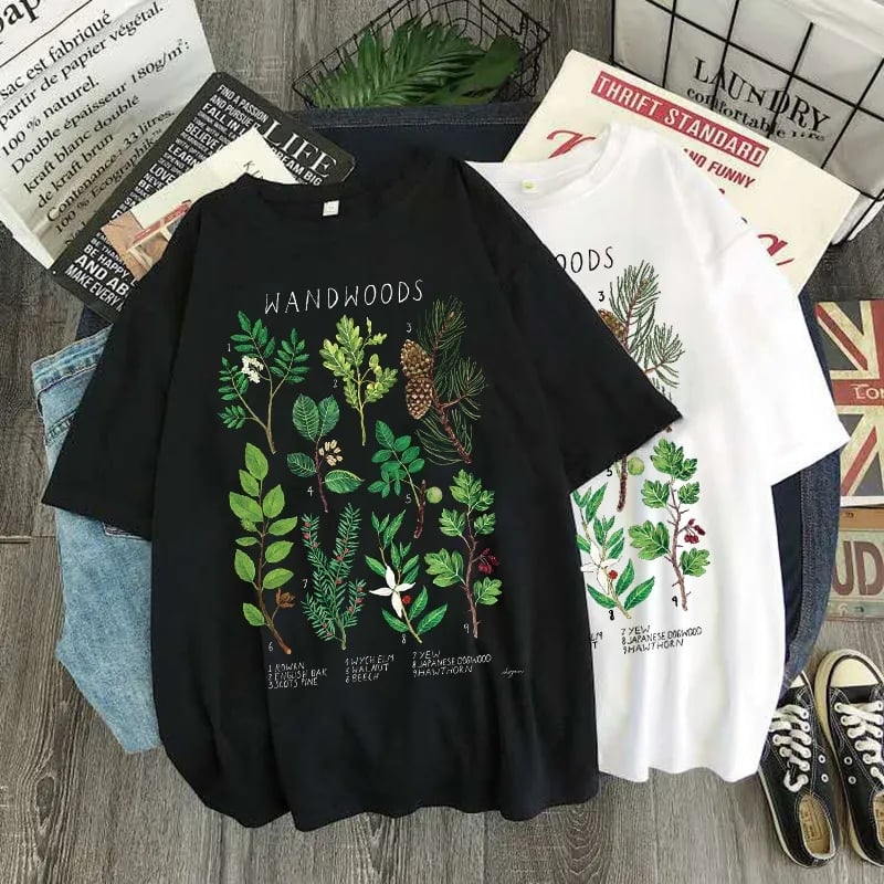 Plant Woods Print Short Sleeve T-shirt