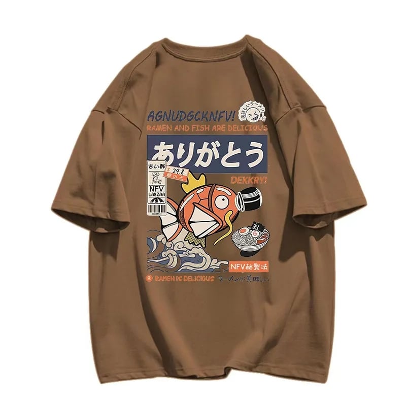 Japanese Fish Print Short Sleeve T-shirt