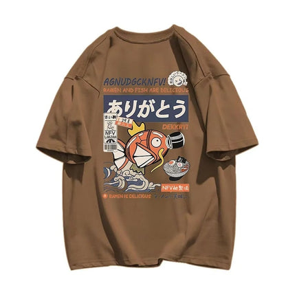 Japanese Fish Print Short Sleeve T-shirt
