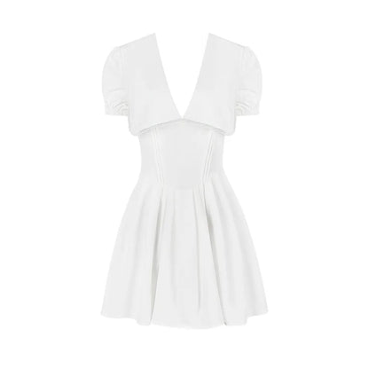 White Puff Sleeve Mini Dress