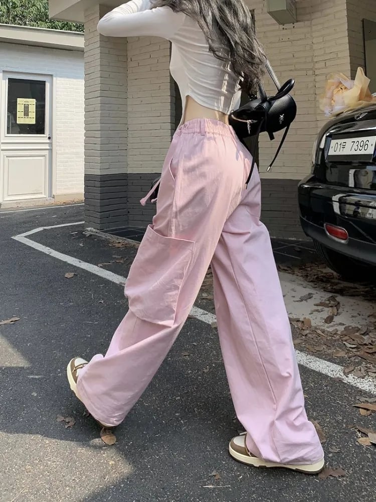 Pink Oversized Baggy Cargo Pants