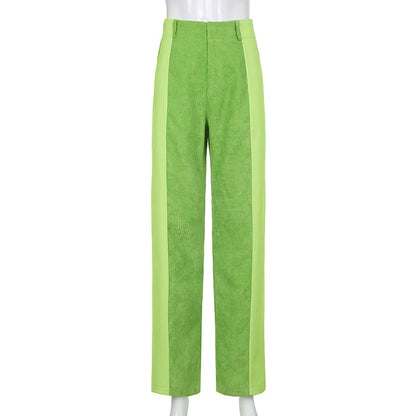 Green Corduroy High Waist Pants