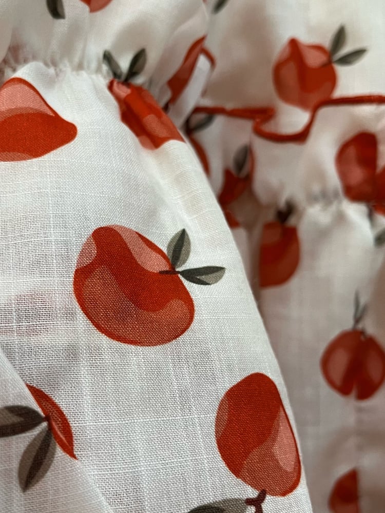 Apple Print Ruffle Mini Dress