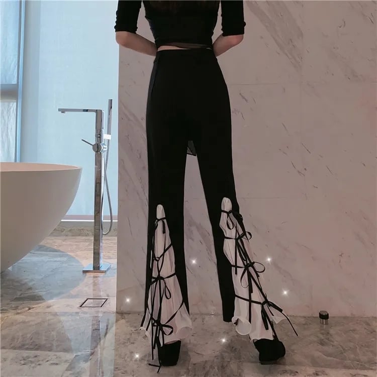 Bell Bottom Bow High Waist Flare Pants