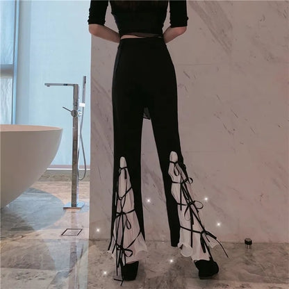 Bell Bottom Bow High Waist Flare Pants