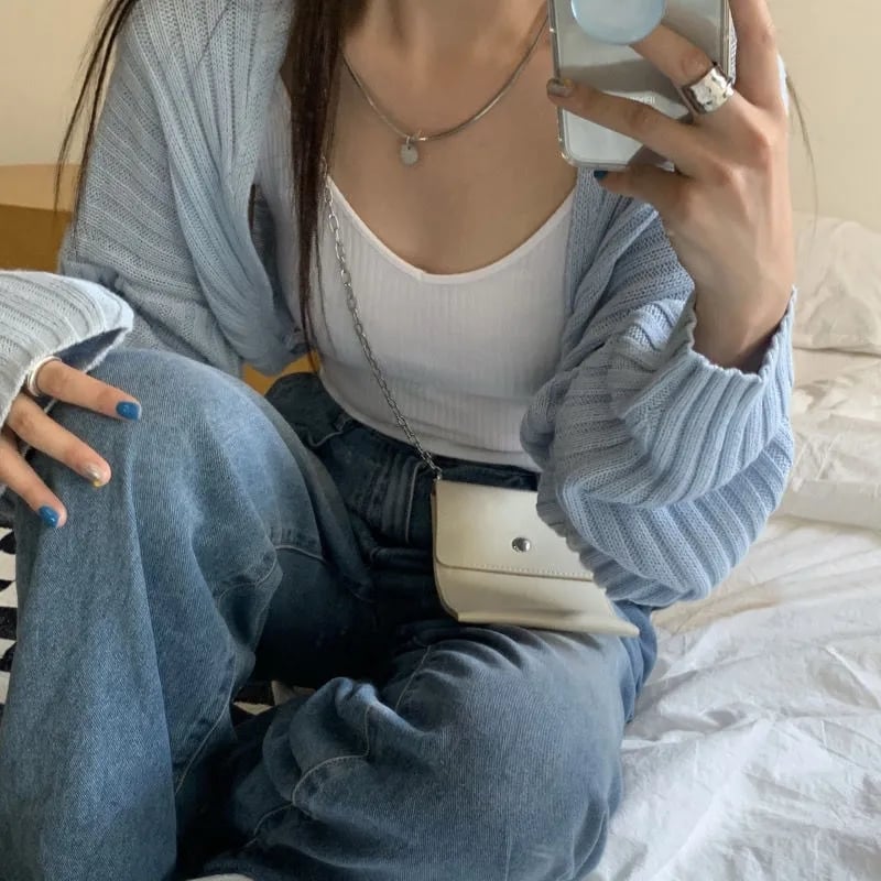 Pastel Bat Wing Knit Cropped Cardigan