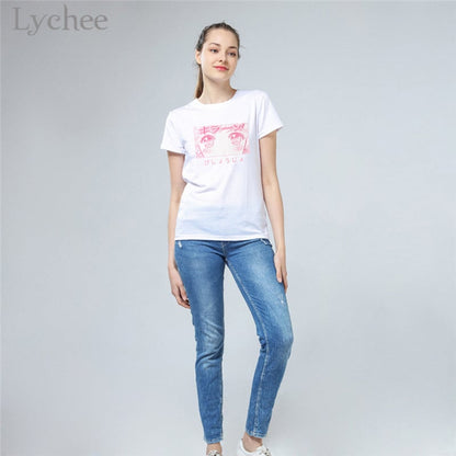 Cute Japanese Anime Girl Cartoon Pastel Short Sleeve T-shirt