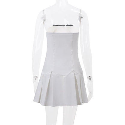 Preppy Bow Patchwork Strapless Mini Dress
