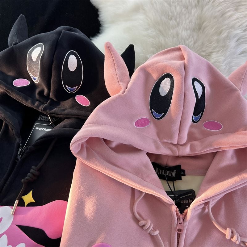 3D Pink Japanese Anime Print Long Sleeve Hoodie