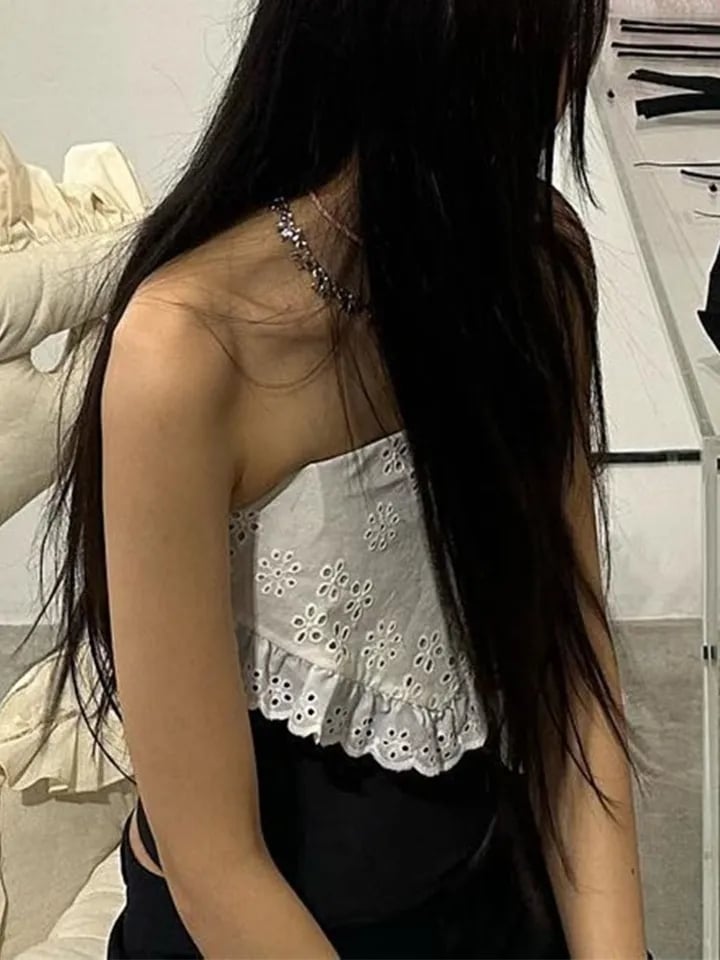 Black & Lace Patchwork Tube Top