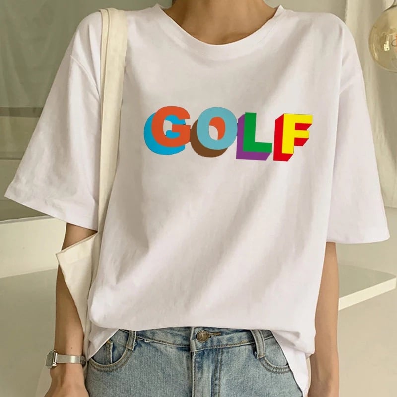 Cute Golf 90s Graphic Print Short Sleeve Shirt T-shirt Tee Top Kawaii Korean Japanese Harajuku Chinese Retro Streetwear Aesthetic Fashion