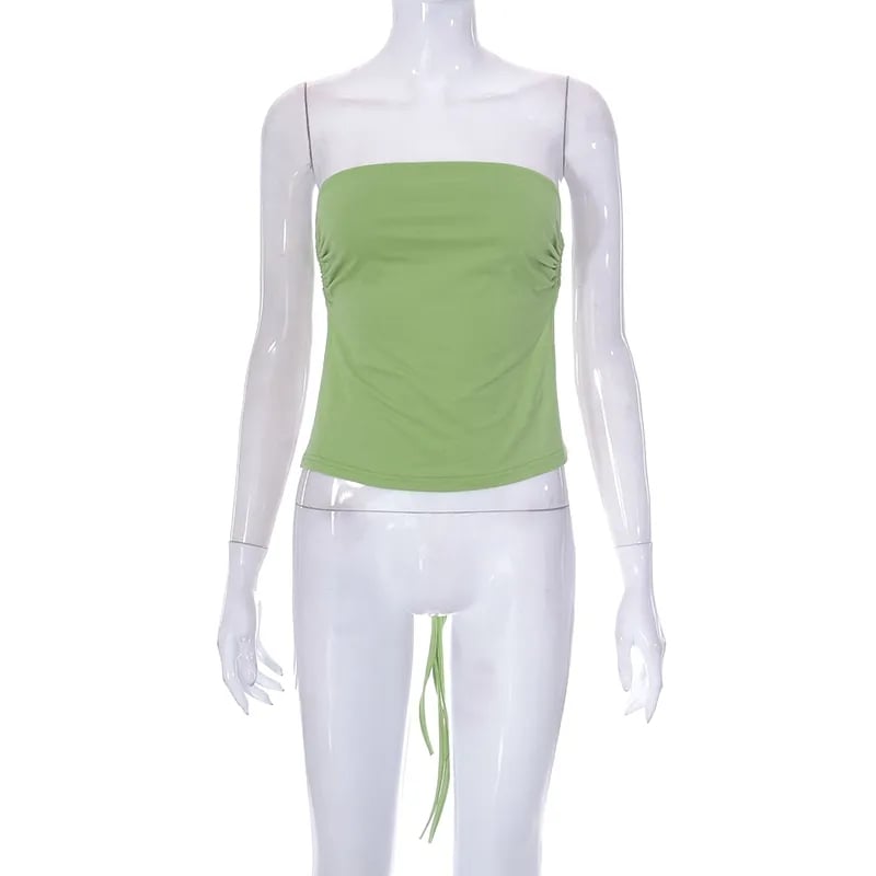 Green Strapless Bandage Backless Top