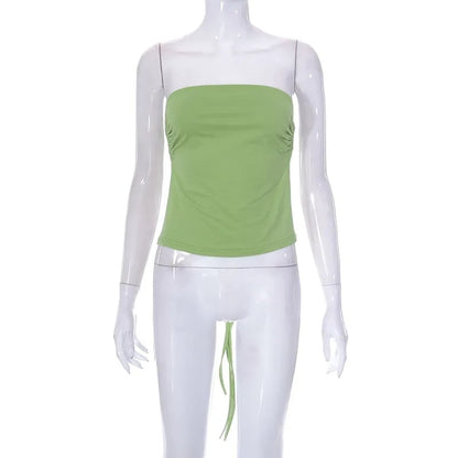 Green Strapless Bandage Backless Top