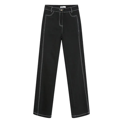2PCS Black Denim Corset + Straight Flare Jeans