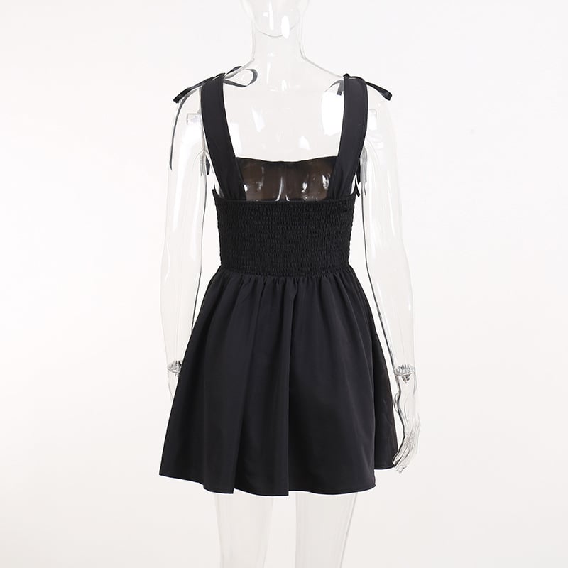 White Lace Up Backless Dress