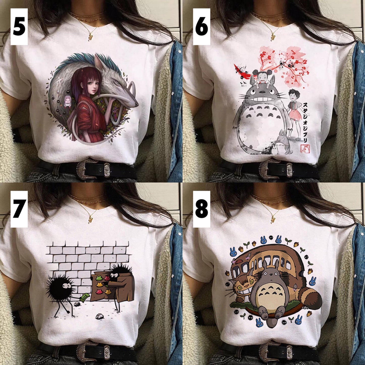 Japanese Anime Cartoon Print Loose Casual Short Sleeve Shirt T-shirt