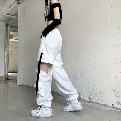 White Ribbon Punk Cargo Pants