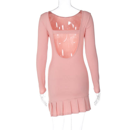 Pink Splice Fold Bodycon Dress