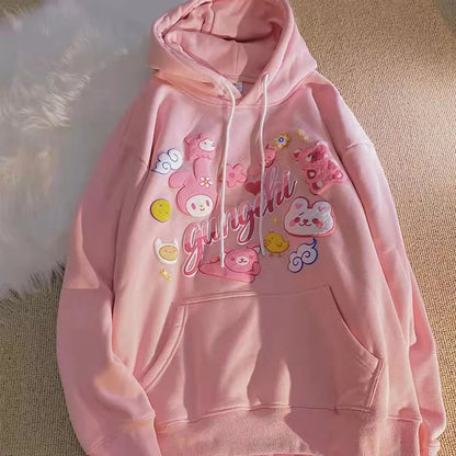 Anime Cartoon Graphic Print Hoodie