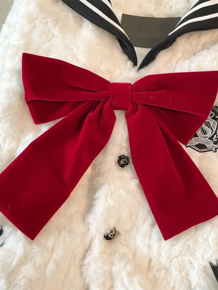 Japanese Sailor Fluffy Bow Knot Jacket
