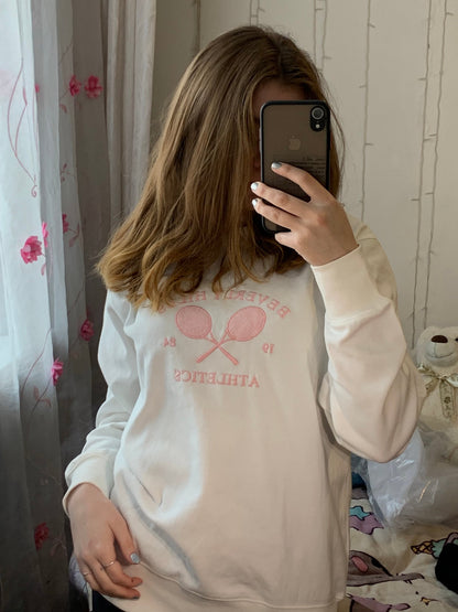White Tennis Embroidery Sweater