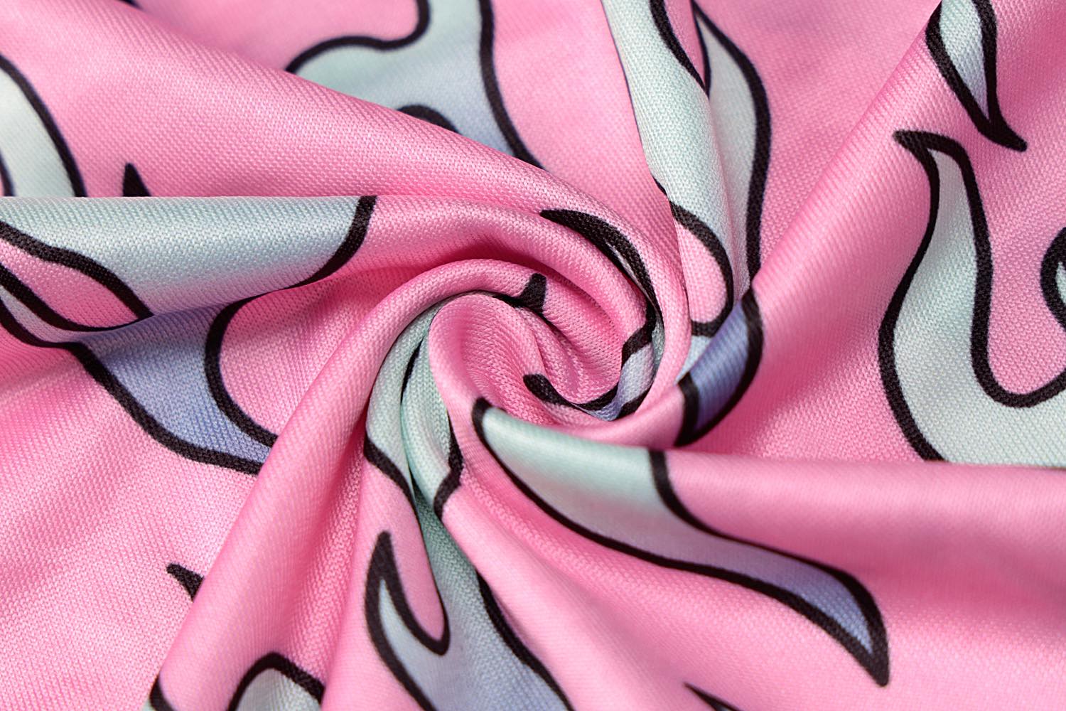 Sexy Pink Fire Flame Print Hollow Cut Out Long Sleeve Mini Dress Ruched Bodycon Club Party Summer E-Girl Kawaii Korean Japanese Harajuku Streetwear