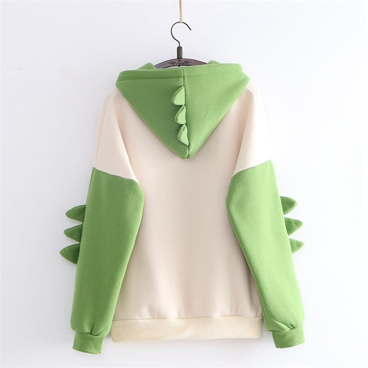 Cute 3D Funny Dinosaur Cartoon Hoodie With Horns Sweatshirt Sweater Long Sleeve Pullover Cosplay E-Girl Kawaii Korean Japanese Harajuku Streetwear