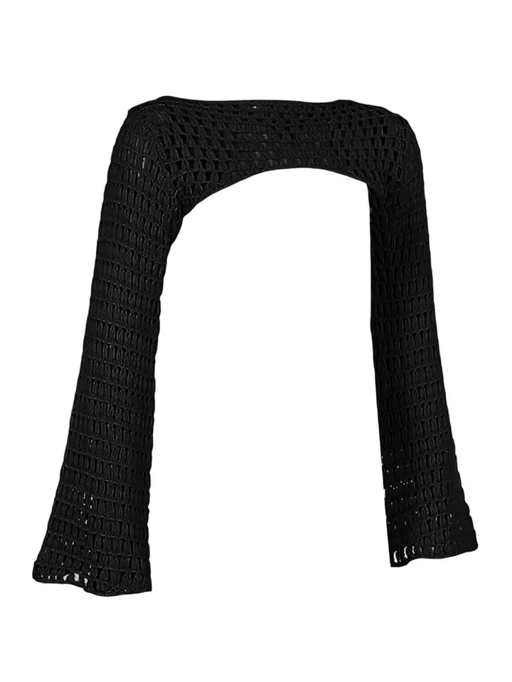 Crochet Knit Hollow Out Long Sleeve Shrug
