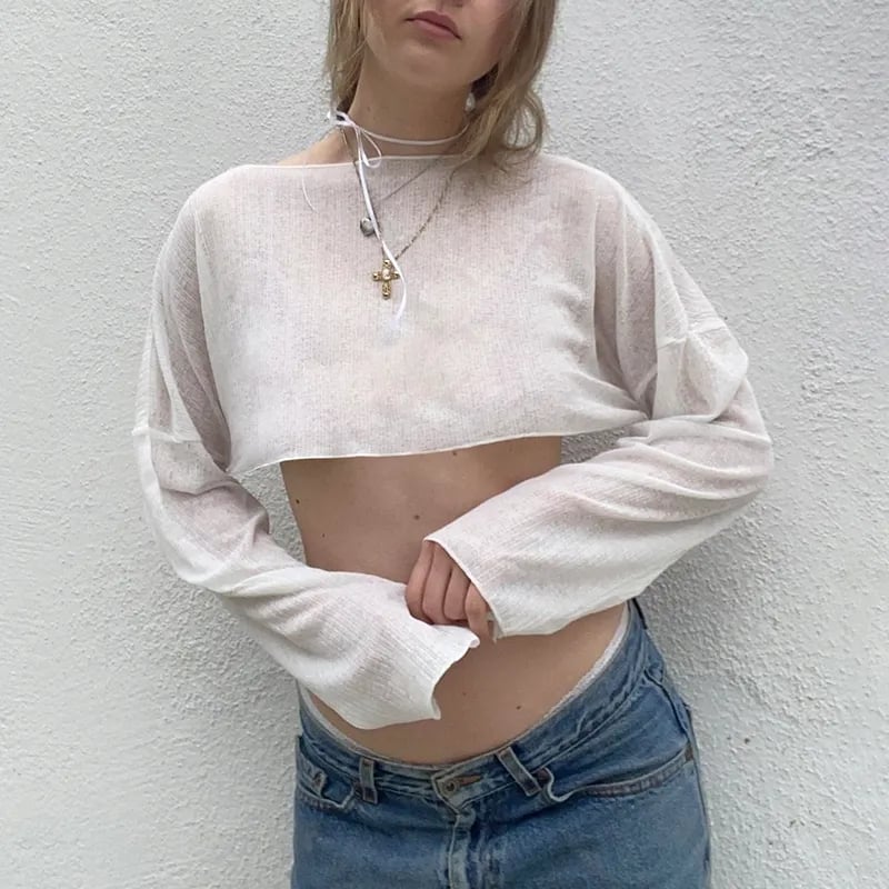 White Loose Smock Long Sleeve Shirt