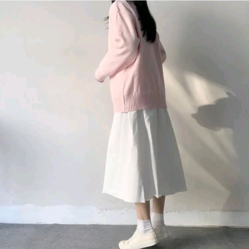 Sweet Pink Peach Embroidery Sweater