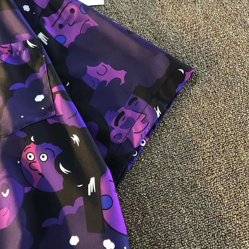 Purple People Graphic Print Short Sleeve Shirt