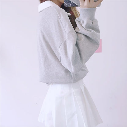 Cute Heart Embroidery Pocket Oversized Sweater Long Sleeve Shirt Pullover Hoodie Sweatshirt E-Girl Kawaii Korean Japanese Harajuku Retro Streetwear