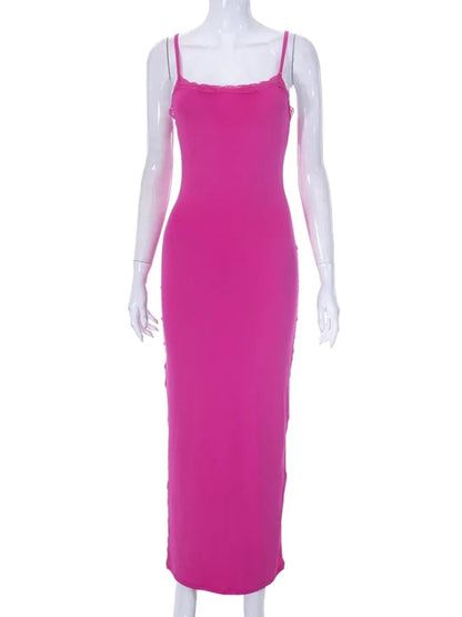 Pink Patchwork Lace Maxi Dress