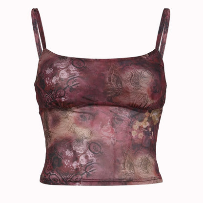 Grunge Floral Print Crop Top