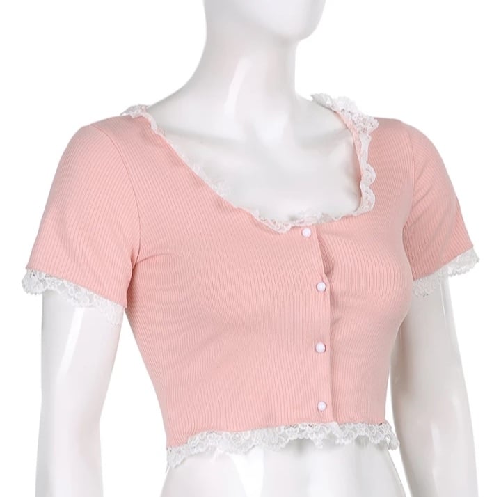 Cute Sweet Sexy 2pcs Lace Trim Split Dress Set + Short Sleeve Cardigan Crop Top Aesthetic Casual E-Girl Kawaii Korean Japanese Harajuku