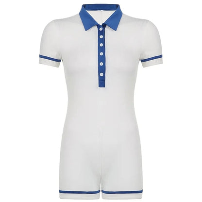 Blue & White Patchwork Playsuit