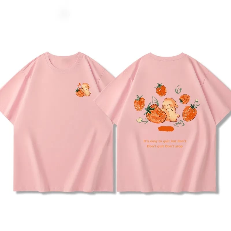 Oversized Strawberry Print Short Sleeve T-shirt