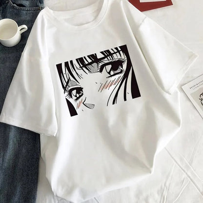 Anime Girl Tearful Print Short Sleeve T-shirt