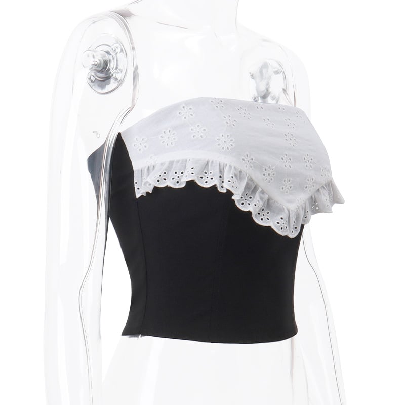 Black & Lace Patchwork Tube Top