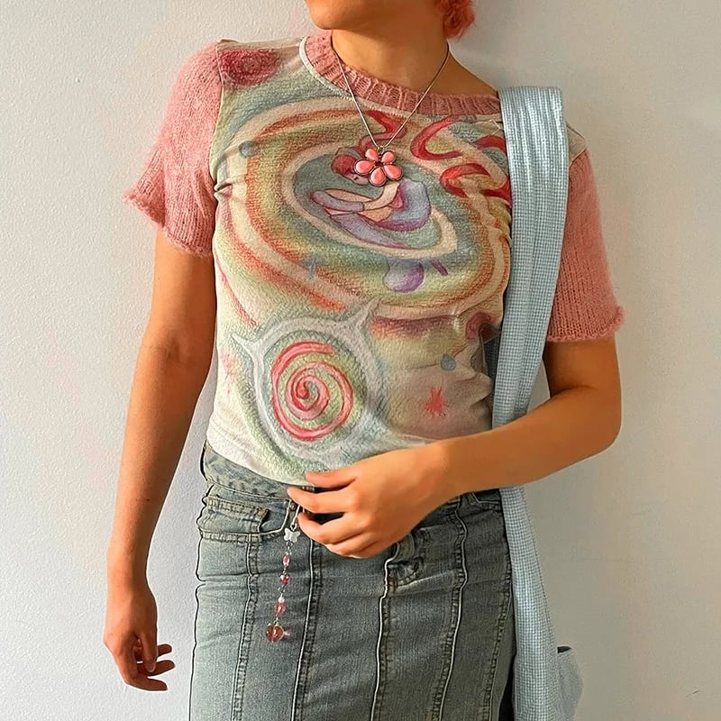 Colorful Y2K Short Sleeve T-shirt